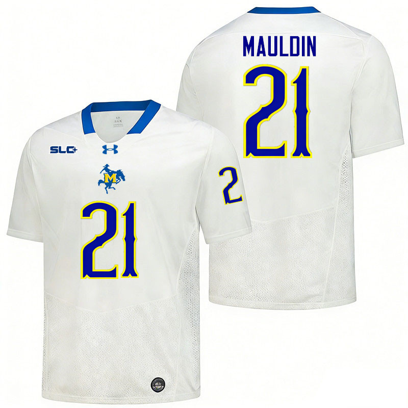 McNeese Cowboys #21 Logan Mauldin College Football Jerseys,Uniforms-White